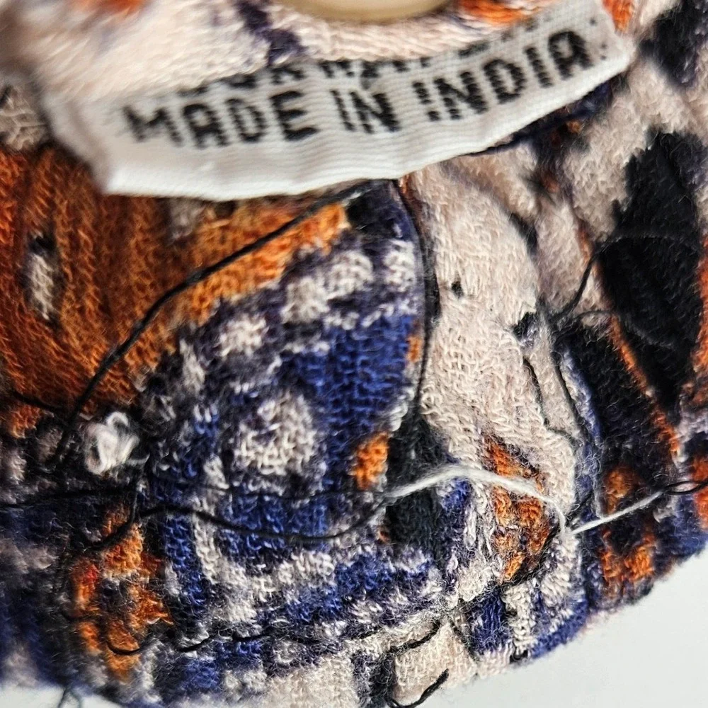 Vintage Semi-sheer Elephant Print Boho Maxi Skirt Orange Blue Black‎ White India